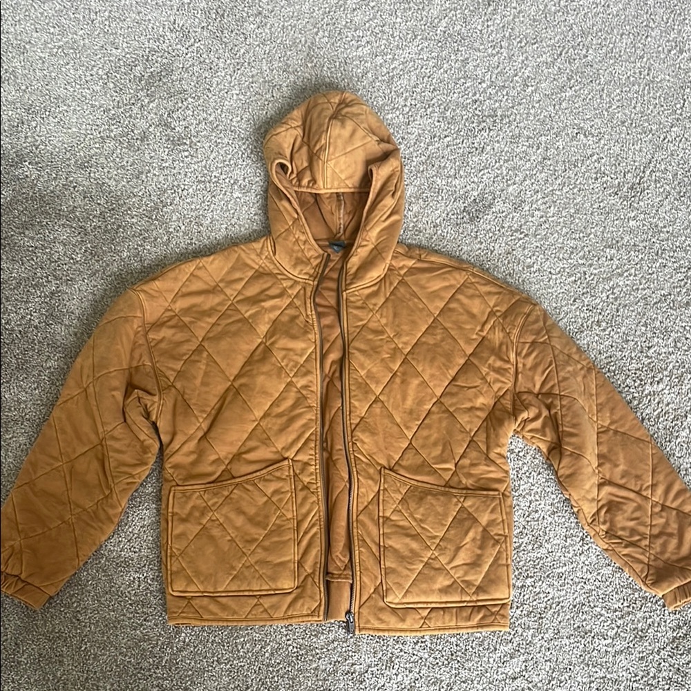 Wild Fable Quilted Tan Hooded Jacket
